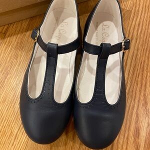 La Coqueta Navy Leather Girl T-Bar Shoes, UK 9 / US 10 / EU 27